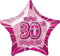 Glitz Pink 30th Birthday Star 50cm (20") Foil Balloon Packaged